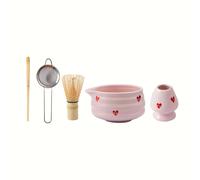TEMU Juego de 5 piezas de matcha rosa, de cerámica de , set para preparar desayunos y lattes, juego para matcha, ideal , exteriores, Navidad, regalo para chicas, y madres