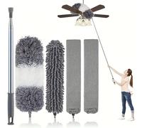 TEMU Juego de 5 Piezas - Plumero Retráctil, Extensible 280 cm, Limpiador Telescópico, Lavable, Eliminador de