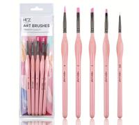 TEMU Juego de 5 Pinceles de Acrílico Rosa con Cerdas de Calidad, Pinceles Profesionales para Fino en Acrílico y Acuarela