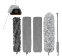 TEMU Juego de 5 Plumeros Extensibles y Lavables de Microfibra con Mango Extensible y Escoba Flexible para Esquinas, Varilla de Limpieza Extra Larga de 254 cm, Ideal para en Techos ()