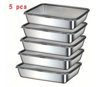 TEMU Juego de 5 recipientes grandes multiusos de acero inoxidable para almacenar alimentos con tapas, organizadores de refrigerador