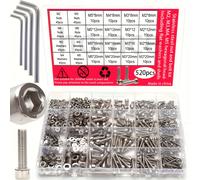 TEMU Juego de 520 Piezas de Tuercas y Tornillos de Acero Inoxidable - M2, M3, M4, M5, Cabeza Hexagonal - (Llave)