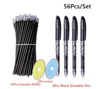 TEMU Juego de 56 Bolígrafos de Gel Borrables, Recambio Borrable de 0.5 mm, Mango Lavable, Bolígrafo Mágico Borrable, Material de Oficina y , Colores de Borrador Aleatorios
