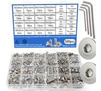 TEMU Juego de 580 Piezas de Tornillos de Cabeza de Acero Inoxidable/M3-M4-M5-M6/Tornillos de , Tuercas, Arandelas - Tornillos Avellanados - Conjunto de Combinación de Tornillos/Tuercas