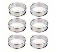 TEMU Juego de 6 Anillos de Acero Inoxidable para Panqueques y Tartas - para Huevos, Tortillas & Horneado - Utensilio de para Cocinar en Casa & Celebraciones Festivas