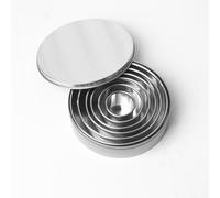 TEMU Juego de 6 Anillos de Mousse Redondos de 3 cm de con Estriado, Cortadores de Galletas de Acero Inoxidable para Hornear, Repostería, Donas y Moldes Redondos para Pizza