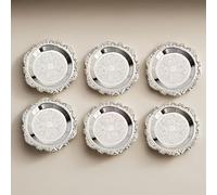 TEMU Juego de 6 bandejas pequeñas duraderas de metal con diseño - Adecuadas para posavasos, almacenamiento, de postre, bandeja para para colocar artículos, decoración de mesa