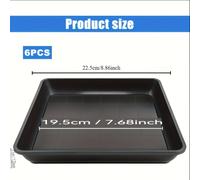 TEMU Juego de 6 Bandejas Plásticas Negras para Plantas, Duraderas y Versátiles para Uso en Interiores y Exteriores, Diseño Cuadrado, 22.5 cm x 19 cm