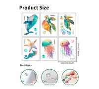 TEMU Juego de 6 Calcomanías para Bañera, Pegatinas Antideslizantes con Diseños de Ballena, y Medusa, Calcomanías de PVC Mate para Baño