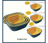 TEMU Juego de 6 cestas de drenaje de cocina de capa de material plástico de calidad , tazones para lavar verduras, platos multifuncionales para frutas, cestas de verduras de capa