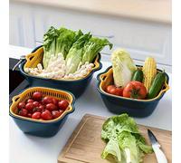 TEMU Juego de 6 Coladores de Plástico de Capa con Mango, Colador Multiusos para Lavar , Escurridor de Verduras para Hogar y Sala | Utensilios de Cocina Vibrantes