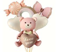 TEMU Juego de 6 Globos de Oso y Caramelo, Adecuado para , Aniversarios, Celebraciones de , Decoración de Halloween, Decoración de Navidad