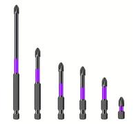 TEMU Juego de 6 Piezas Antideslizante D1 Acero Magnético para Destornillador, Juego Mágnetico con Brocas y Bits -Deslizantes, 1/4" Vástago Phillips, Compatible con Taladros Eléctricos Manuales