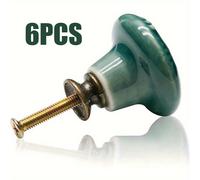 TEMU Juego de 6 pomos de cerámica florales verdes para gabinetes, completo con tornillos de montaje, tiradores resistentes para cajones y puertas, adecuados para muebles y armarios