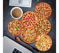 TEMU Juego de 6 Posavasos de Madera con Temática de Pizza, Antideslizantes y Resistentes al - Ideales para Bebidas, Té, Café-Decoración para el Hogar & Restaurante, Regalo Ideal para las Fiestas