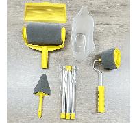 TEMU Juego de 6 rodillos de pintura versátiles con mango ajustable, cepillo de esquina y herramientas de decoración de paredes - Kit de pintura de plástico para el hogar y el de trabajo