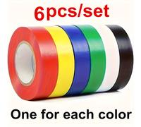 TEMU Juego de 6 Rollos de Cinta Eléctrica Colorida, Cinta PVC Impermeable para Aislamiento, Cinta para Empaquetar Cables de Electricista, Cinta Variados