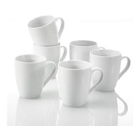 TEMU Juego de 6 tazas blancas de 360 ml, tazas de cerámica para café, té, regalo ideal para cocinas, restaurantes, cafeterías. Tazas grandes para latte, cappuccino, leche, cacao, con base cuadrada.