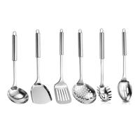 TEMU Juego de 6 Utensilios de Cocina de Acero Inoxidable | Espátula, Cuchara y Raspador de Metal - Herramientas Esenciales para Principiantes, Fabricados en Acero Inoxidable Silvery410