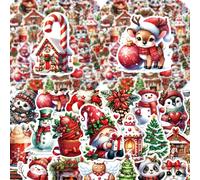 TEMU Juego de 60 pegatinas de Navidad, calcomanías temáticas festivas para portátiles, libros, instrumentos y más - Patrones festivos , material de papel