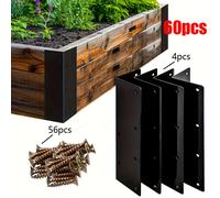 TEMU Juego de 60 piezas de conectores de esquina en L extragrandes y gruesos de 160 mm, 4 conectores de esquina y 56 tornillos, soporte de esquina de para de jardín, camas elevadas y tableros de capas
