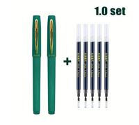 TEMU Juego de 7 piezas de pluma de caligrafía clásica verde, pluma neutra 1.0/0.7, de gran capacidad, tinta de secado rápido, tinta Y para escribir, de pluma bañada en oro, de pintura
