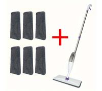 TEMU Juego de 7 piezas, Mopa de microfibra multifuncional con alfombrilla reutilizable - Ideal para pisos de madera , laminados, azulejos y cerámica - para uso en cocina, baño, , mango largo y de mopa