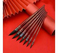 TEMU Juego de 7 Pinceles de Acuarela Premium - Cerdas Sintéticas Suaves de Pelo de , Ideales para y Gouache, Detalles , Cerdas de Nailon de Calidad, Mango Ergonómico Negro Esmerilado