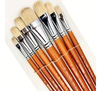 TEMU Juego de 7 Pinceles de Cerdas Premium, Pinceles Profesionales de Mango Largo para Pintura Acrílica y al Óleo