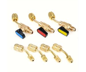 TEMU Juego de 7 válvulas de de cierre para refrigerante de aire acondicionado de para R410A, R134A, R12, R22 HVAC y adaptador R410A de 5/16 de hembra a para mini split