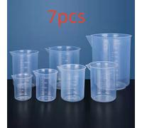 TEMU Juego de 7 vasos medidores de plástico transparente con - duraderos y fáciles de usar para cocina y , también adecuados para almacenar y pesar alimentos o líquidos