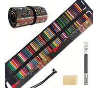 TEMU Juego de 72 Lápices con Estuche de Lona Enrollable para Libros de Colorear para Adultos, Dibujo, Artísticos y Herramientas de Dibujo, Instrumentos de Escritura , para Uso Artístico Profesional