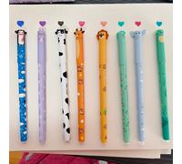 TEMU Juego de 8 Bolígrafos de Gel Borrables con Diseños de Dibujos Animados, 8 , de 0.6 mm, Ideales para Notas, Resaltar y Marcar con Colores para Estudio y Oficina
