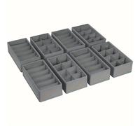 TEMU Juego de 8 cajas de almacenamiento abiertas de tela no tejida para ropa interior y calcetines, cestas organizadoras plegables con divisores para cajones de armario