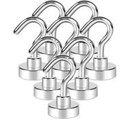 TEMU Juego de 8 ganchos magnéticos plateados, imanes de resistencia con ganchos, imanes de neodimio de para colgar, adecuados para cortinas, hogar, cocina y ganchos magnéticos para de trabajo