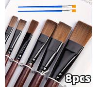 TEMU Juego de 8 pinceles profesionales para , cerdas de nailon, para pintura al óleo y acuarela, kit de materiales