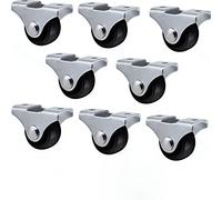 TEMU Juego de 8 Ruedas Fijas de 1 con Placa Metálica - Rodillos de Plástico Resistente, Acabado Metalizado para Muebles y , Uso Industrial (), Ruedas Pesadas