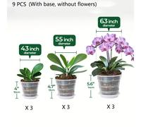 TEMU Juego de 9 Macetas para Orquídeas con Agujeros y Platos, 3 Piezas de 10.8 cm, y 16 cm, de Plástico Transparente para Plantas de Interior y Exterior, de las