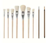 TEMU Juego de 9 Pinceles de Esmalte Cerámico, Set de Pinceles para Pintura Acrílica, Pinceles de Lana de Mezclada Ideales para Pintura Acrílica y Hojas Doradas en Cerámica