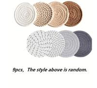 TEMU Juego de 9 posavasos absorbentes de estilos aleatorios, posavasos minimalistas de algodón, forrados con no tejidas, para , decoración del hogar, regalos de bar - Serie marrón