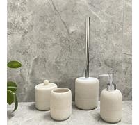 TEMU Juego de accesorios de baño Begie con dispensador de jabón, vaso, y soporte para cepillo de inodoro de