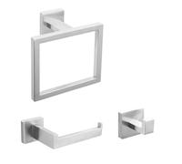 TEMU Juego de accesorios para baño, anillo de toalla dorado cepillado, juego de anillos de toalla, toallero de acero inoxidable, gancho para batín, colgante de pared