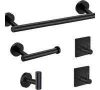 TEMU Juego de accesorios para baño de 5 piezas en acero inoxidable SUS304 mate - toallero circular en pared de 14 pulgadas, porta pañuelos, para toallas y soportes para toallas