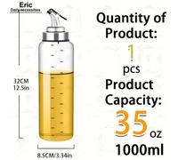 TEMU Juego de Aceitera y Vinagrero de Vidrio Borosilicato Premium con Marcas de Medición - Capacidad Múltiple, de Cocina Reutilizable