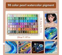 TEMU Juego de Acuarela Perla 98 Colores - Vibrantes para Pintura Tradicional China, Caligrafía y Artísticas Coloridas - Grado Profesional para Artistas