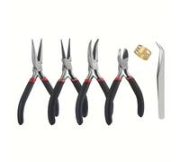 TEMU Juego de alicates rosa y negro de 6 piezas, alicates de punta , alicates de corte, alicates de punta curva, alicates de punta redonda, pinzas, anillos de abiertos, para hacer joyas
