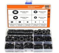 TEMU Juego de arandelas de nailon negras, 500/800 piezas, métrica de , kit de arandelas de anillo, 9 tamaños - M2, M2.5, M3, M4, M5, M6, M8, M10, M12 (Sin arandelas)