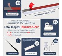 TEMU Juego de autoadhesivo para cortinas sin perforación, multifuncional de U/L, fácil instalación, ideal para cortinas, pantallas, cortinas de baño, divisores, armarios, RV y techos