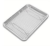 TEMU Juego de Bandeja para Hornear de Acero Inoxidable con Rejilla de Enfriamiento, Sartén con Extra para Cocinar y Hornear, Suministros para Ramadán Regalo de Navidad