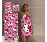 TEMU Juego de baño Sanrio Hello Kitty de microfibra 400Gsm de 3 piezas, toallas absorbentes, diseños , toallas de piscina, decoración de baño súper que deshace, toallas de playa